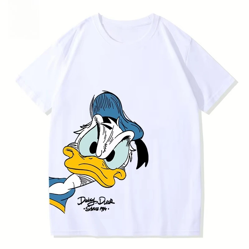 

Летняя футболка Disney «Дональд Дак Дейзи» для пары мальчиков и девочек, семейная одежда для родителей и детей, повседневная одежда большого размера для мужчин и женщин с короткими рукавами
