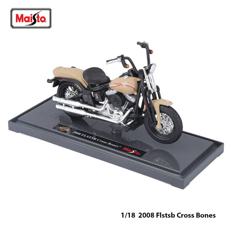 Maisto 1:18 HARLEY-DAVIDSON 2008 FLSTSB Cross Bones Alloy Static Die Casting Motorcycle Model Classic Car Collectible Gift Toy