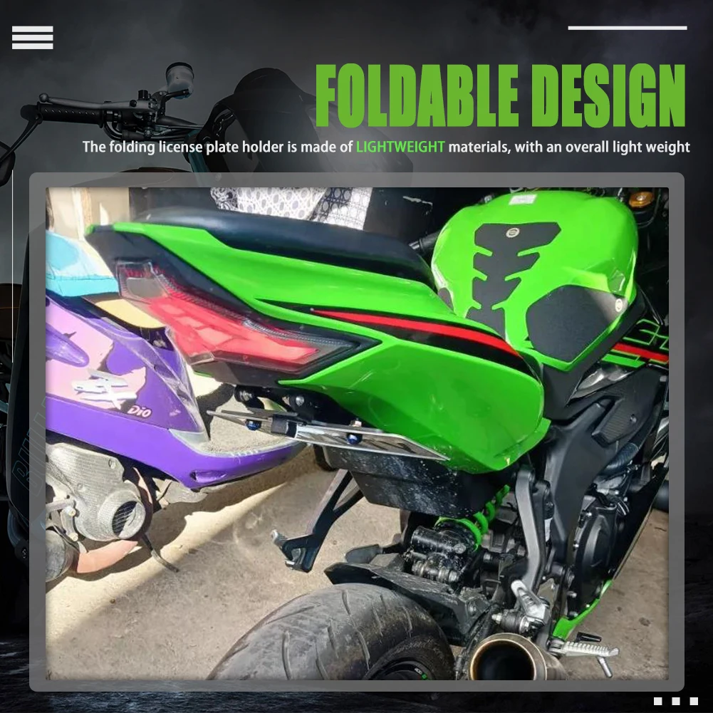 For Ninja ZX4R ZX400R ZX4RR ZX400RR ZX25R ZX250 Motorcycle Modified Tail Tidy Fender Eliminator Foldable License Plate Holder