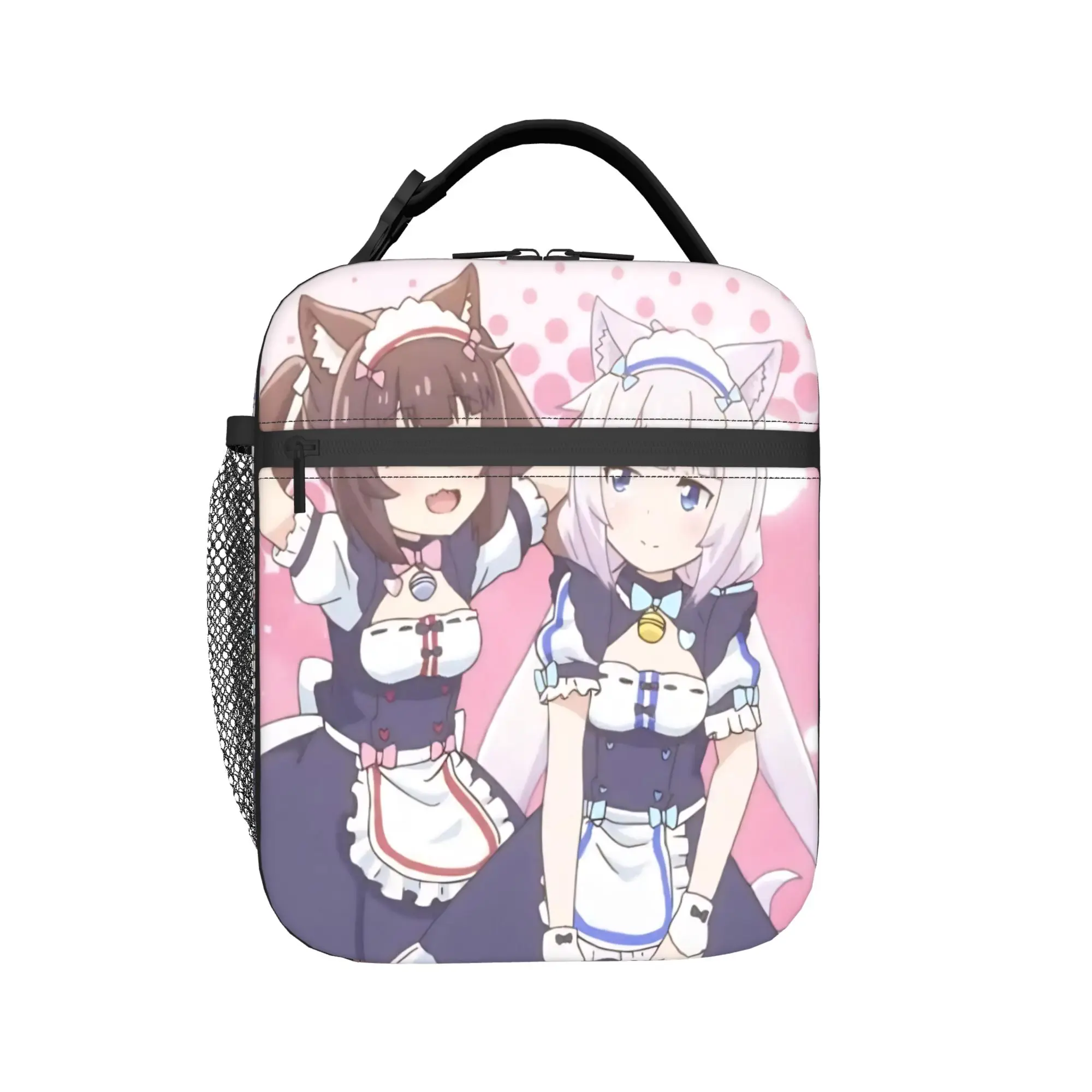 Twin Cat Girls Insulated Lunch Bag for Men Women  Food Container Bags Portable Thermal Cooler Bento Box For Travel