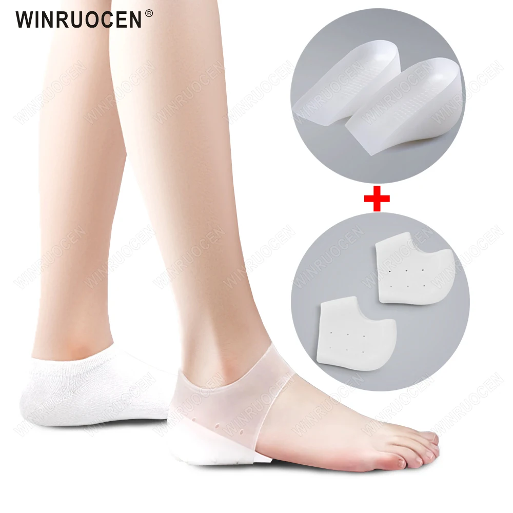 

Invisible Height Increase Silicone Socks Gel Heel Pads Orthopedic Arch Support Heel Cushion Soles Insole Foot Massage Unisex Pad