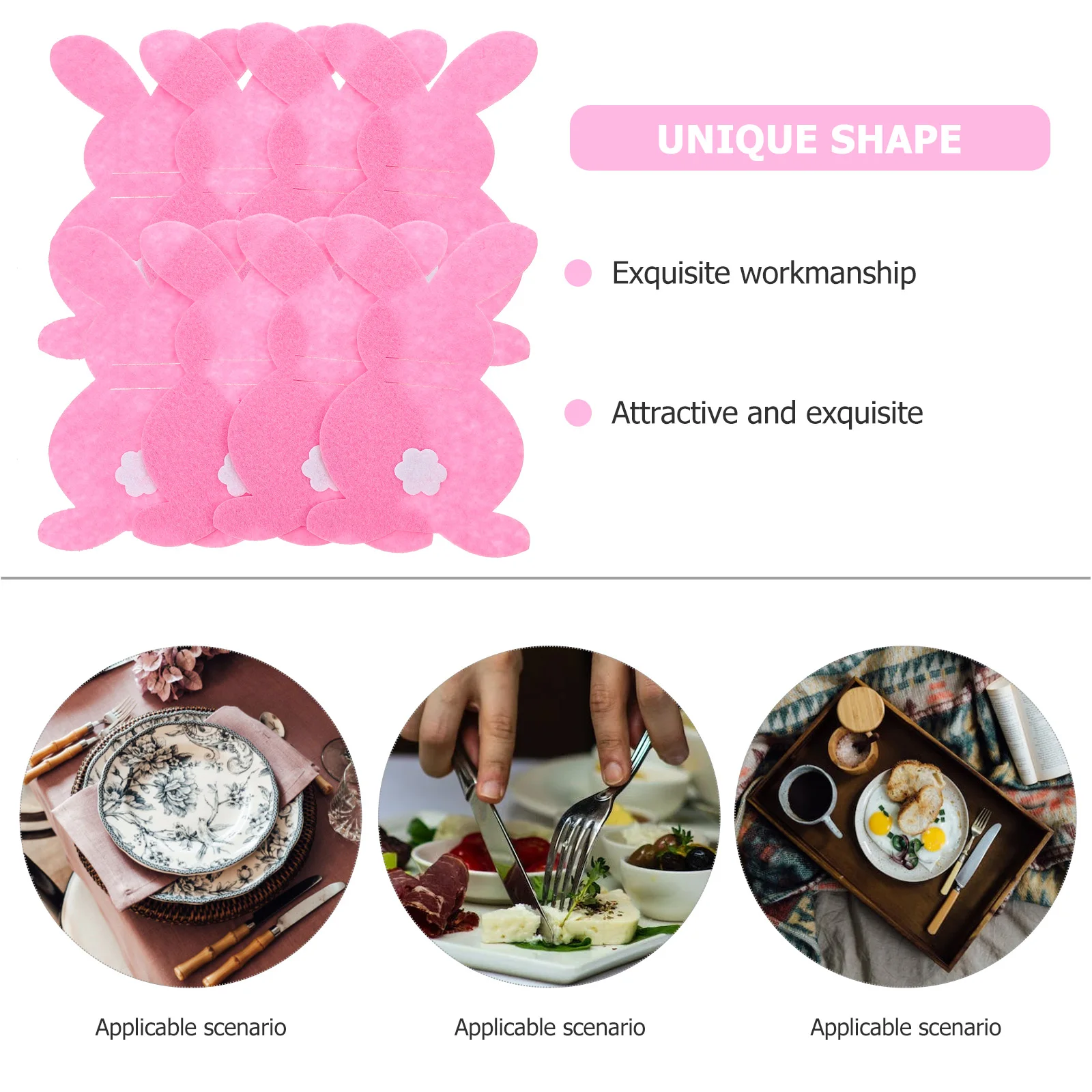 

8pcs Flower Rabbit Cutlery Bag Set Yellow Napkin Holders Fork Silverware Party Easter Bunny Shaped Storage Decor Banquet