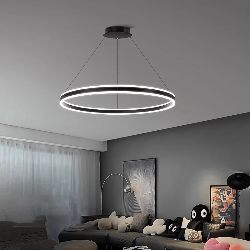 Imagem -03 - Modern Creative Led Pendant Lights Nordic Circular Lustre Sala de Estar Decor Mesa de Jantar Cozinha Quarto Lâmpada Pendurada