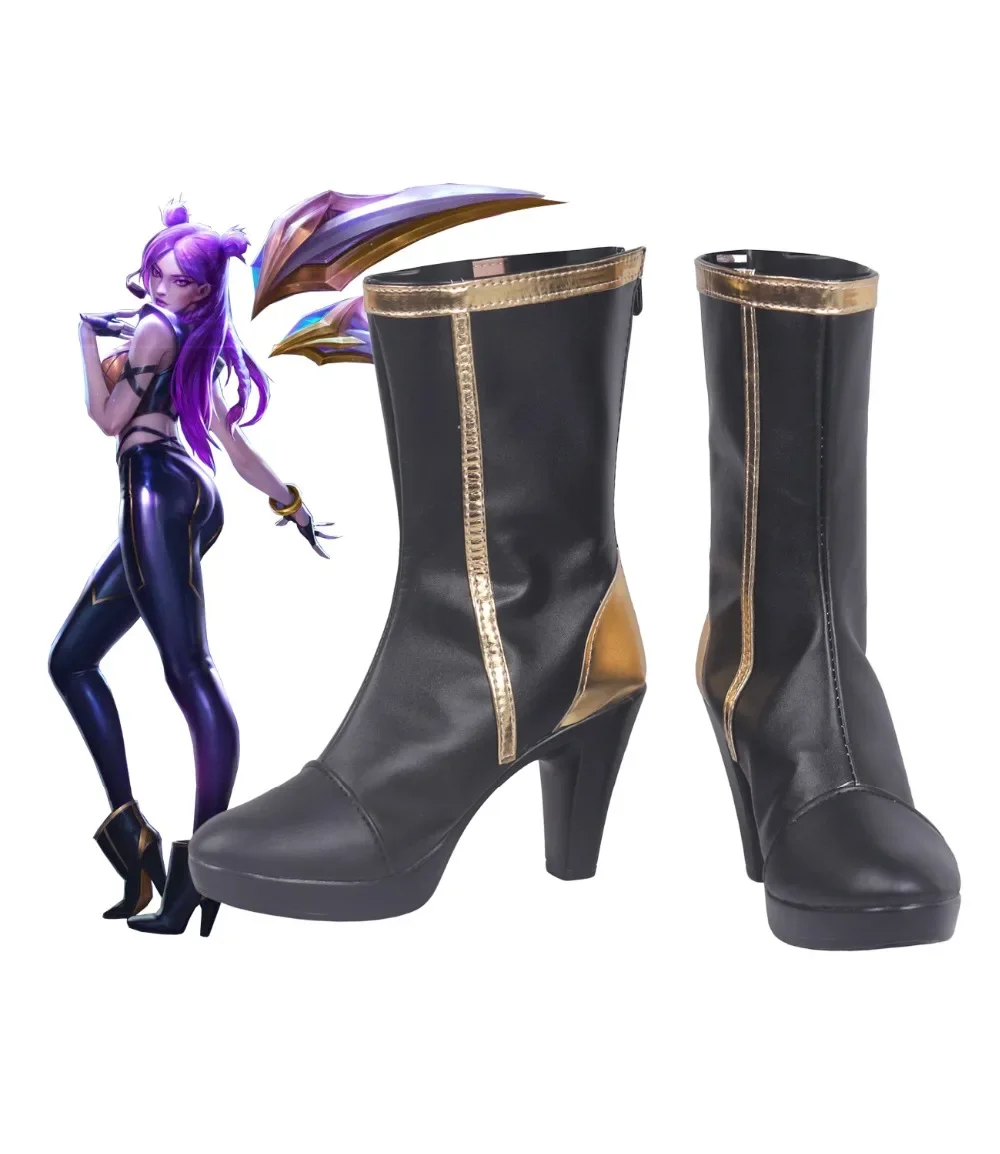 LOL Filha do Vazio Kaisa Preto Cosplay Botas, Sapatos Custom Made, Qualquer Tamanho