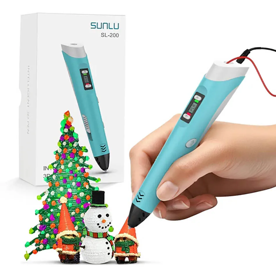 

SUNLU 3D Printing Pen SL-200 3D Pen Support ABS/ PLA Filament 1.75MM DIY 3D Pencil For Children & Adult Christmas Gift For Child