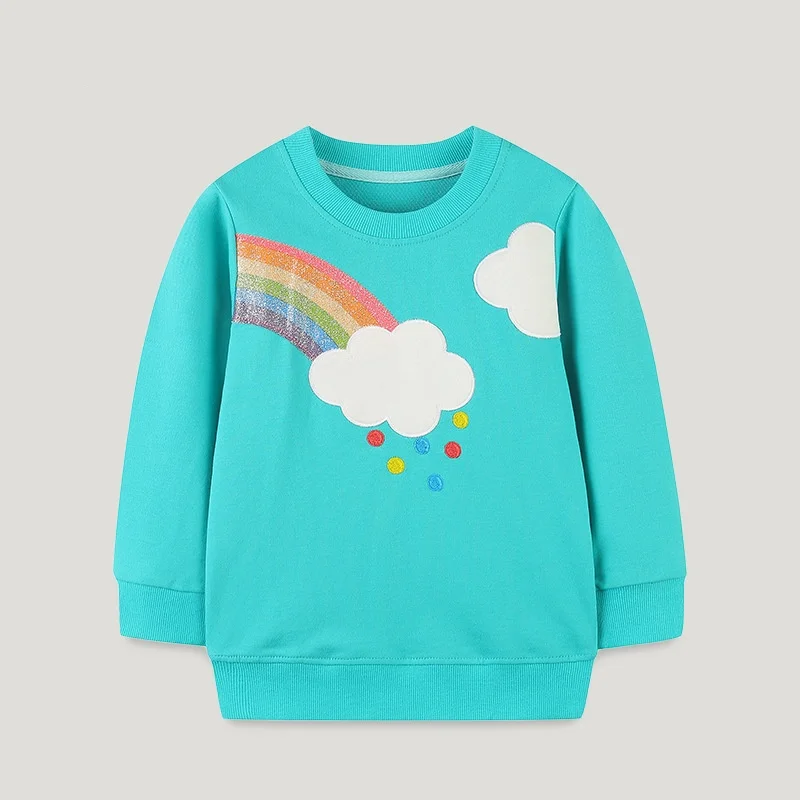 

2024 Autumn Winter Boys and Girls Top Rainbow Print Cartoon Children Wear Long Sleeve Children's Wear Hoodies 3 4 5 6 7 Years
