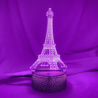New 3d Led Light Night Creative Eiffel Tower Kids Table Lamp Hologram Illusion Bedroom Living Room 7 Colors Usb Led Light Lamps