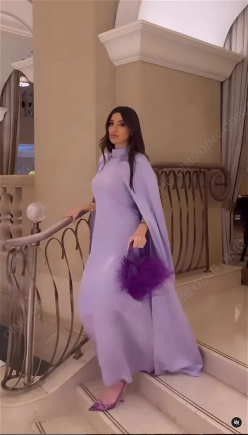 OIMG Purple Beach Formal Occasion Party Dresses Long  Jacket Floor Length Clubbing Night Party Gowns Satin Custom Vestidos