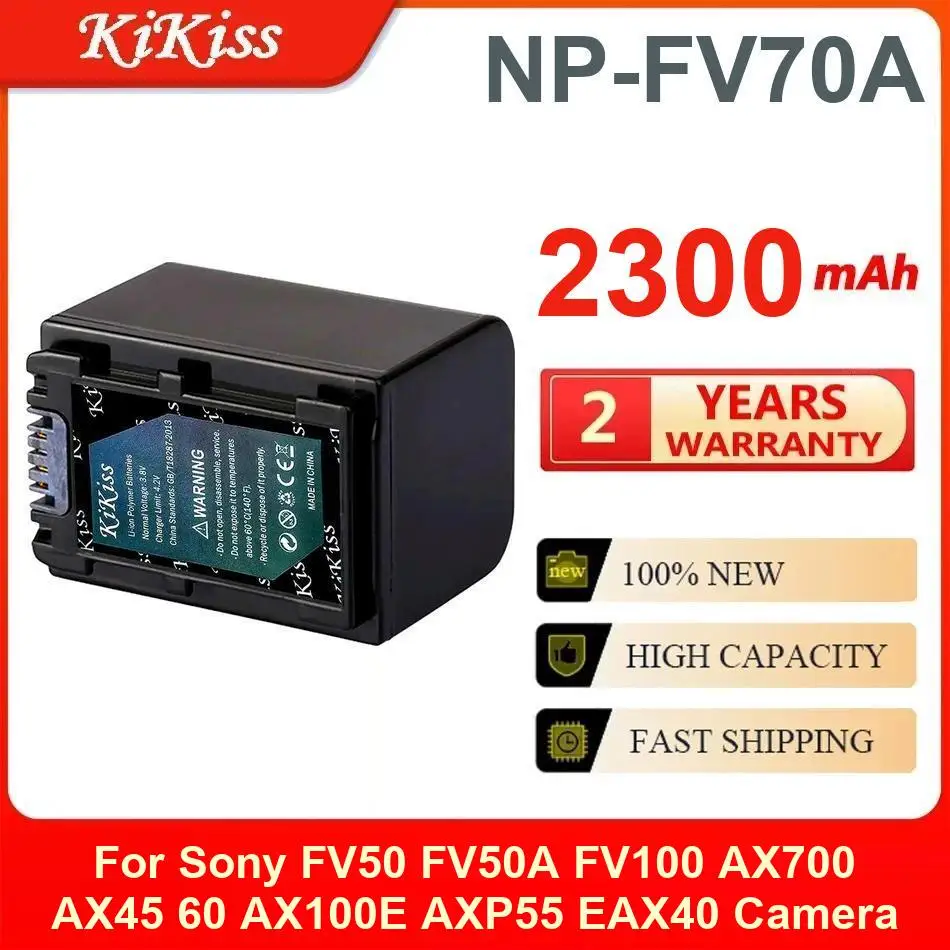 

Аккумулятор Kikiss для камеры Sony FV50 FV50A FV100 AX700 AX45 60 AX100E AXP55 EAX40, NP-FV70A, 2300 мАч
