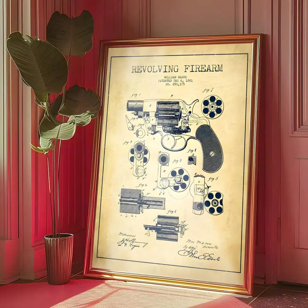 Ретро винтажный постер с оружием и пистолетом, многоцелевой настенный рисунок для гостиной, спальни, офиса, прихожей, бара, декор, идея подарка