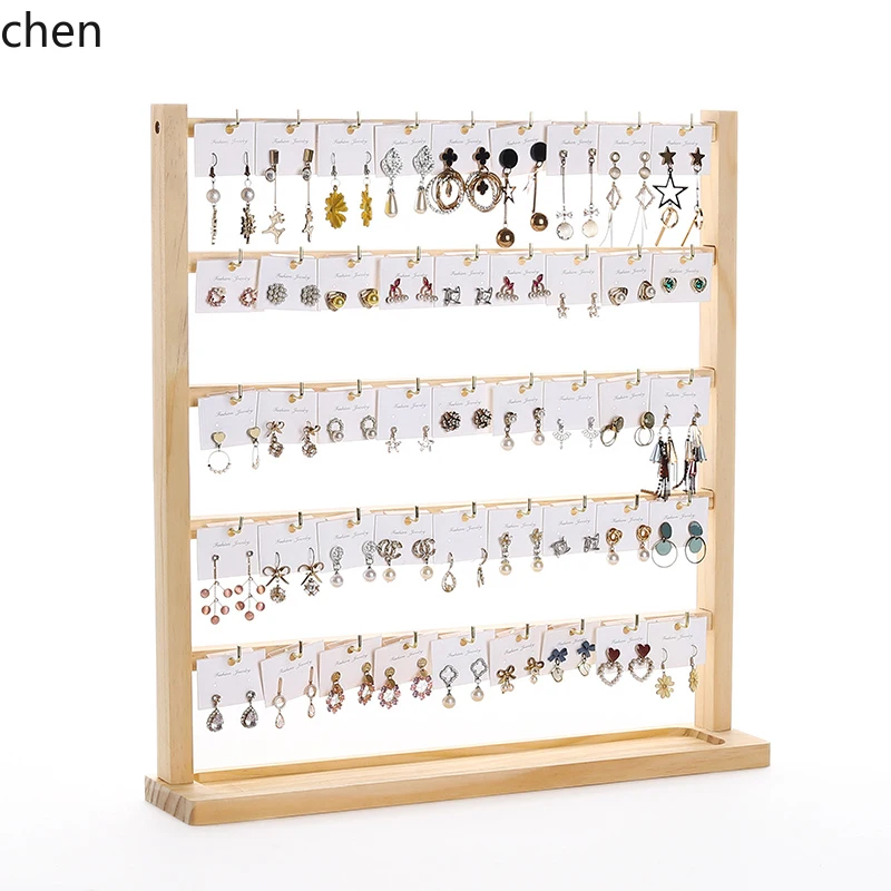 DSA solid wood jewelry display rack, trinket hanger, stall, earrings, lipstick, keychain, storage rack with hook.