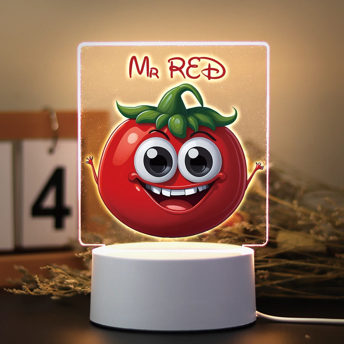 Popular Cartoon Kawaii Cute Vegetables Potato Pumkin Emo 3D Arcylic LED Night Light como regalo de cumpleaños de vacaciones para niños, niño y niña