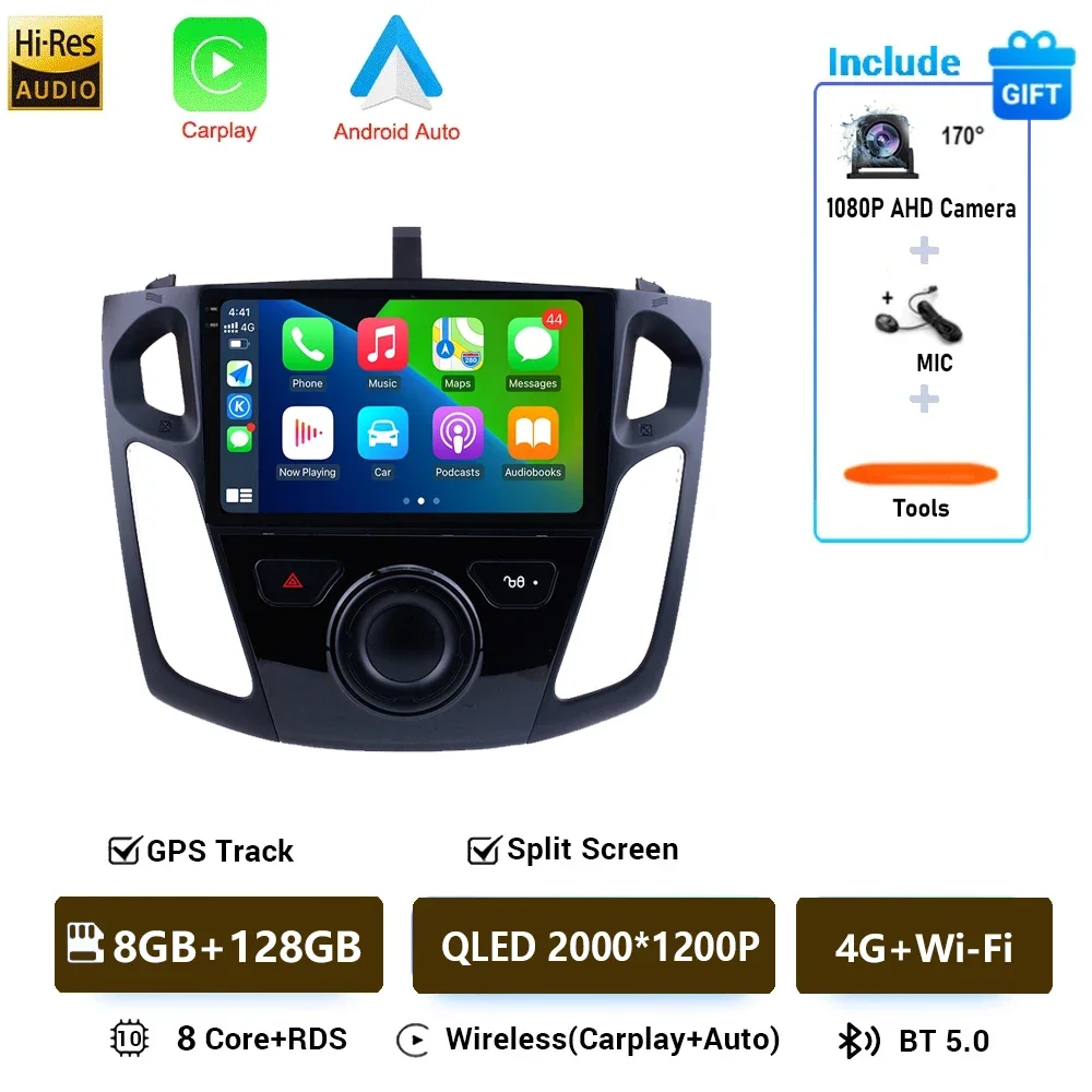 Draadloze CarPlay voor Apple Android Auto Radio GPS voor Ford Focus 3 MK3 2010 2011 2012 2013 2014-2019 multimedia RDS 4G WiFi