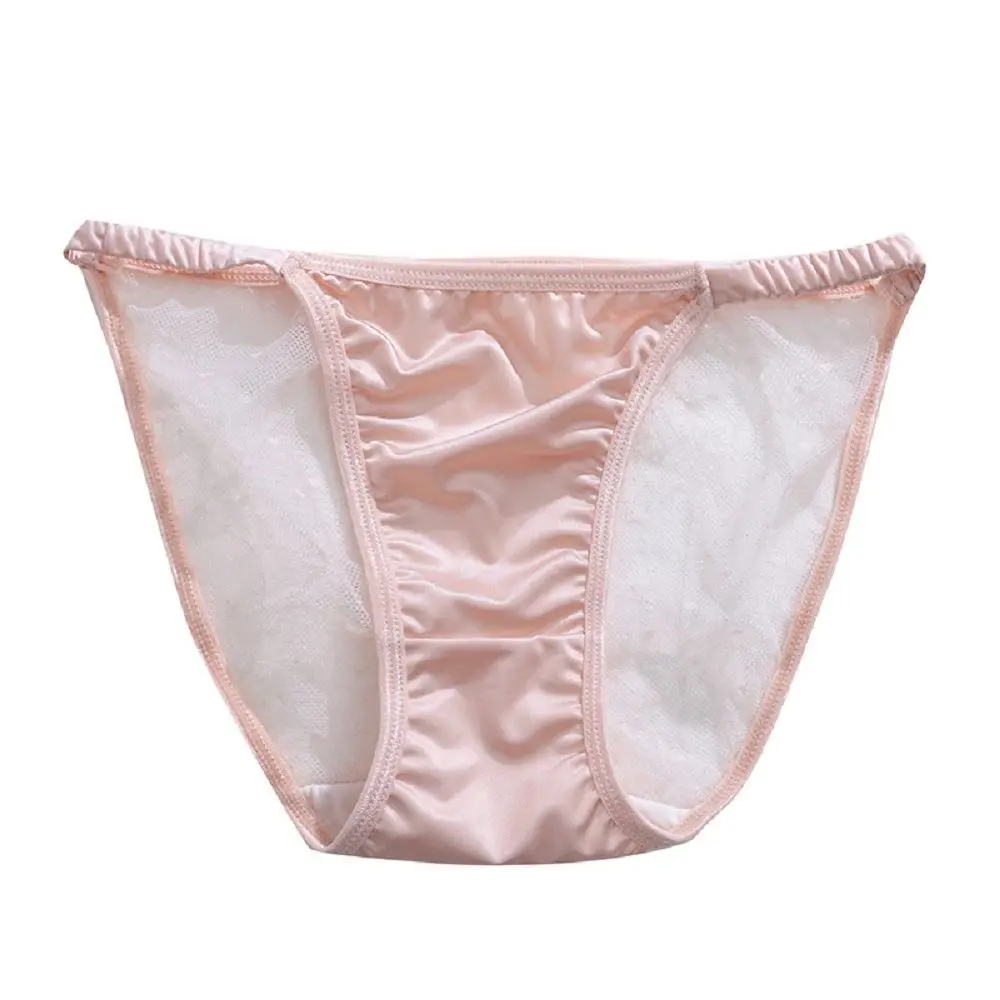 Girls Ice Silk Low Waist Underwear Transparent Soft Mesh Underwear Korean Seamless Lingerie Sexy Womens Panties