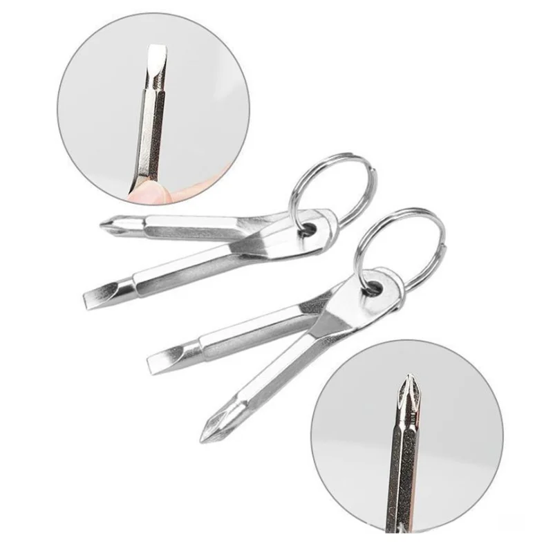 Mini Keychain Screwdriver Set Flathead Phillips EDC Pocket Repair Tool Portable Multi Tool with Keyring