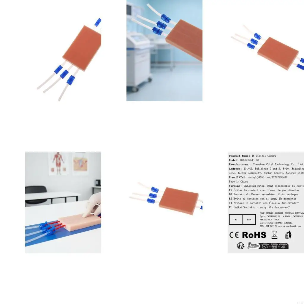 Intravenous Injection Practice Pad with 3 Simulated Vessel Lines, Silicone Training Module for Nursing Skills Labs and K1KF