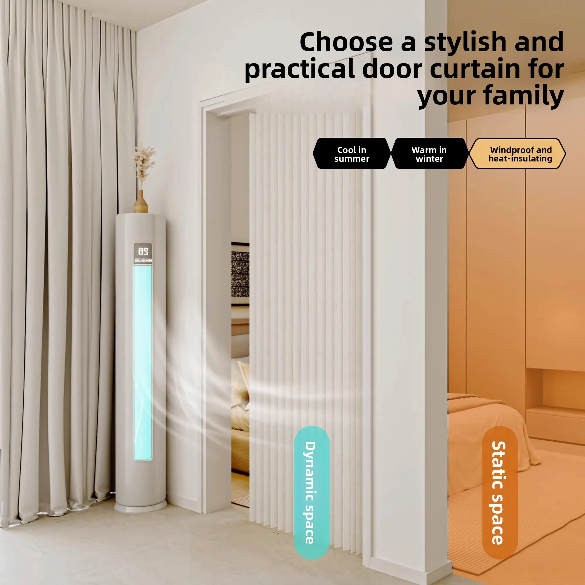 

Modern mat Foldable Door Curtain Soundproof Slide Tra Kitchen Bedroom Partition Blind Home Decor Thermal Insulation