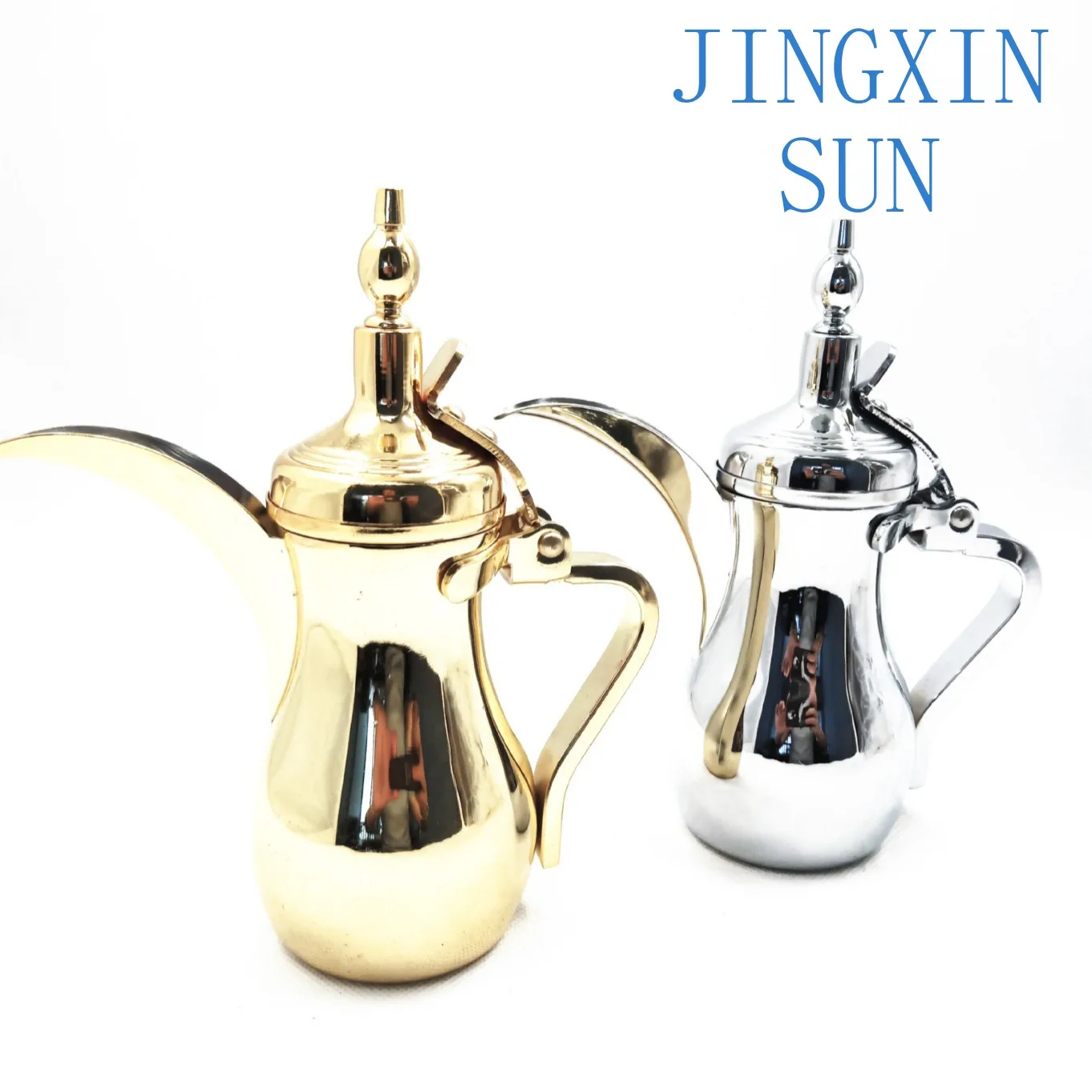 Custom Stainless Steel Teapot Long Beak Gold and Silver Pot with Lid Palace Kettle Classic Design Middle Eastern Arabic Style