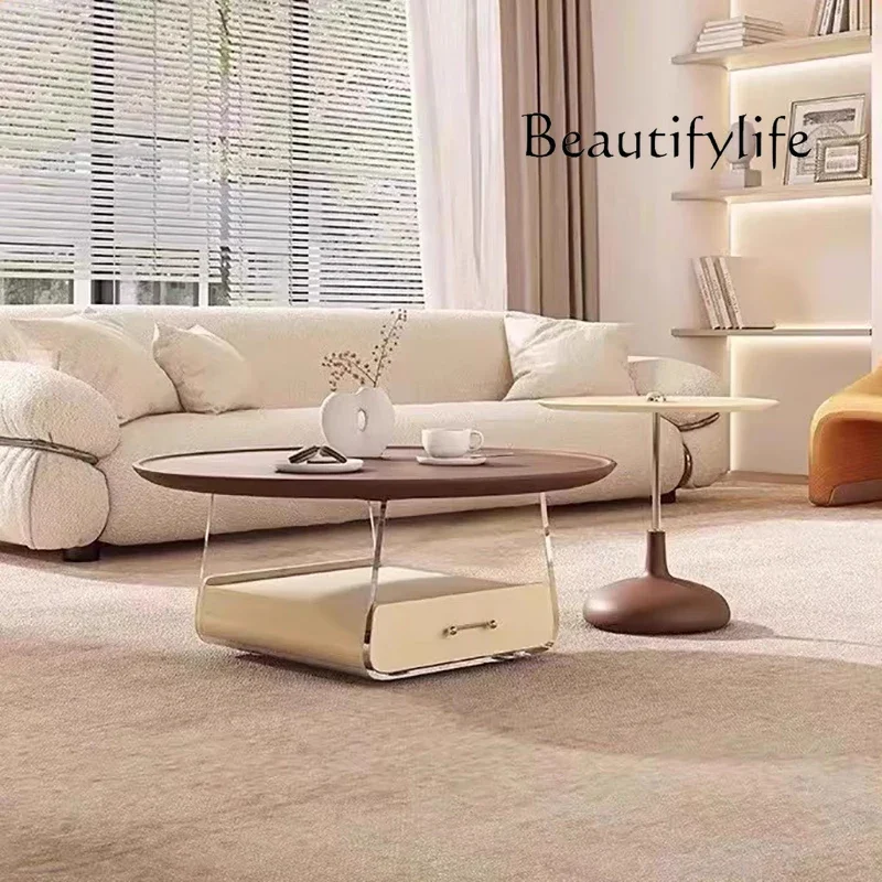 JY الشمال نمط مجموعات طاولة القهوة المستديرة العصرية الفاخرة طاولة القهوة الحديثة غرفة المعيشة طاولة تخزين مخفية دي صالون أثاث المنزل #6