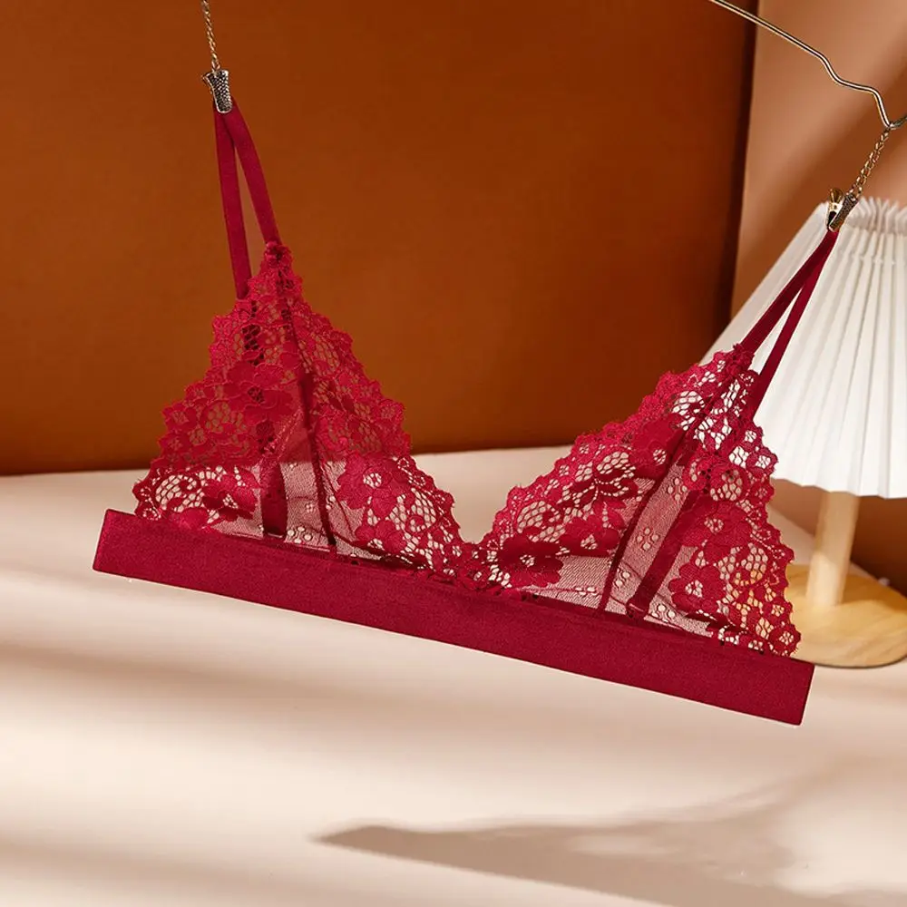 Anti Sag Transparent Beauty Back NO Steel Ring Women Intimates Tube Top Flower Lace Bralette Women Bras Triangle Cup