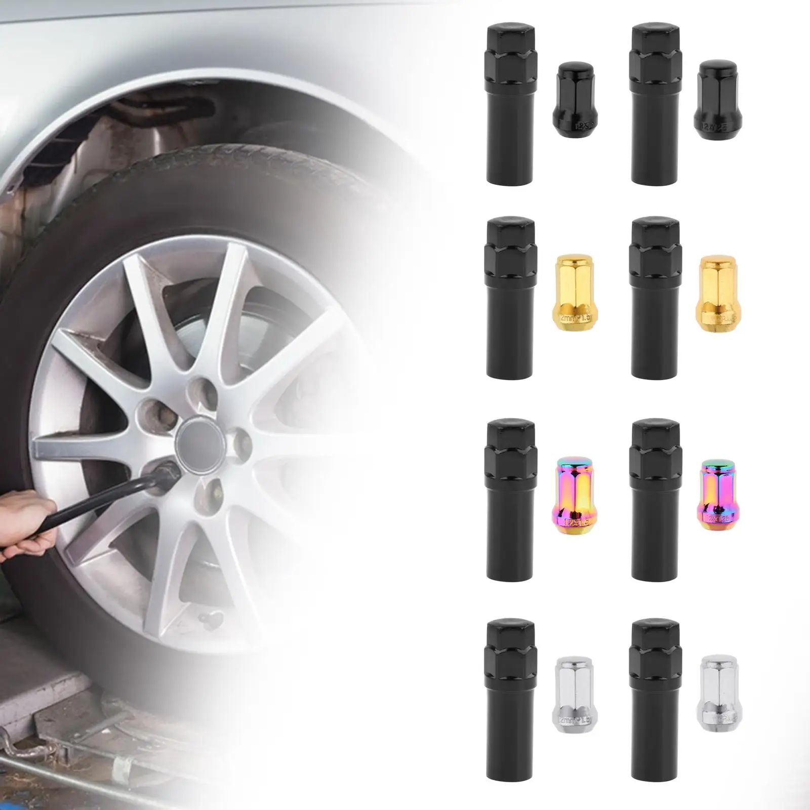 Wheel Lug Nuts Replacement Set M12 Cold Forged Carbon Steel Socket Key for Automotive Tire Maintenance Wheel Lug Nuts Replacement Set M12 Cold Forged Carbon Steel Socket Key for Automotive Tire Maintenance
