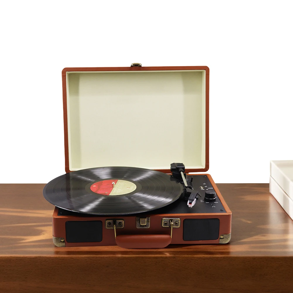 Retro Vinyl Record Player Bluetooth-Compatible Classic Record Player 33/45/78RPM Phonograph Record Player for Home Decoration