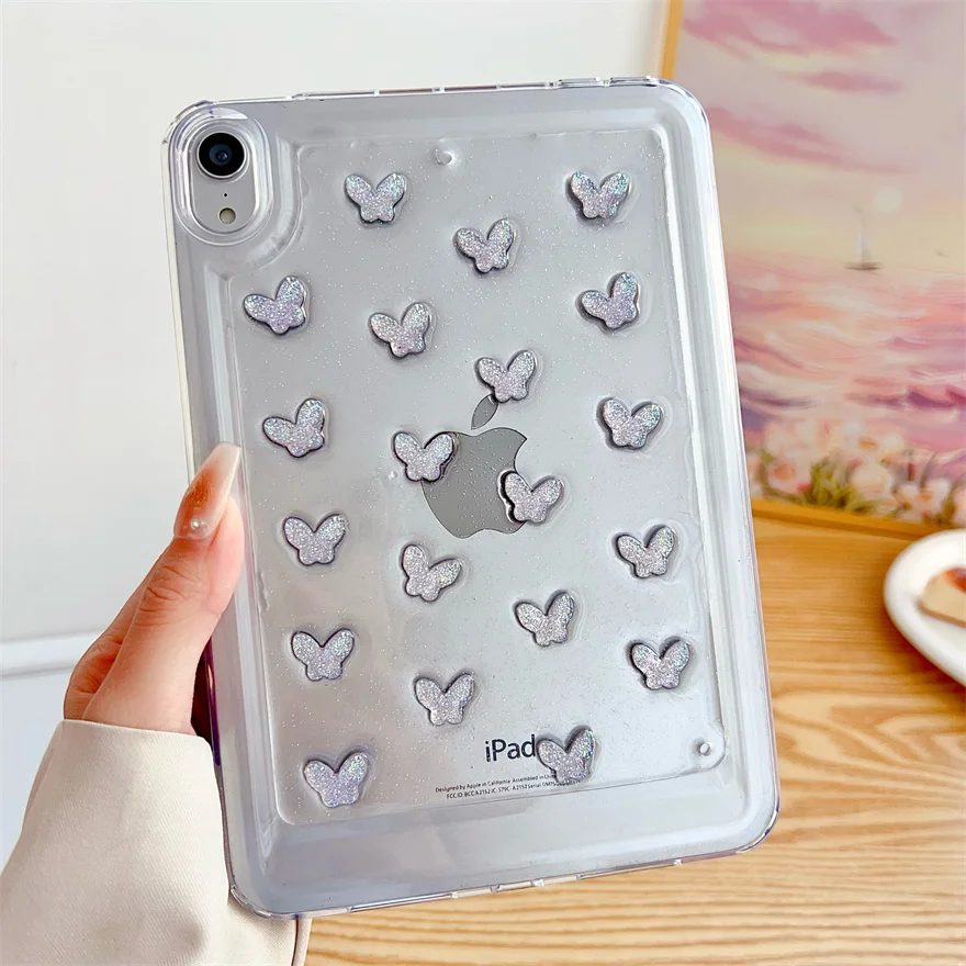 Suitable For iPad Mini 7 2024 Case Acrylic+TPU 8.3inch Back Shell for iPad Mini 6 2021 Drip Glue Glitter Powder Tablet Cover