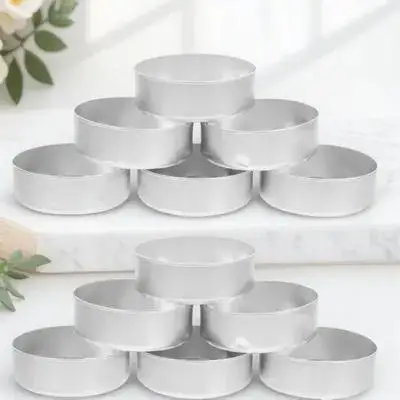 

200pcs Aluminum Tea Light Tins Silver Tinplate Diy Making Container For Craft Candy Gift Storage Box Case