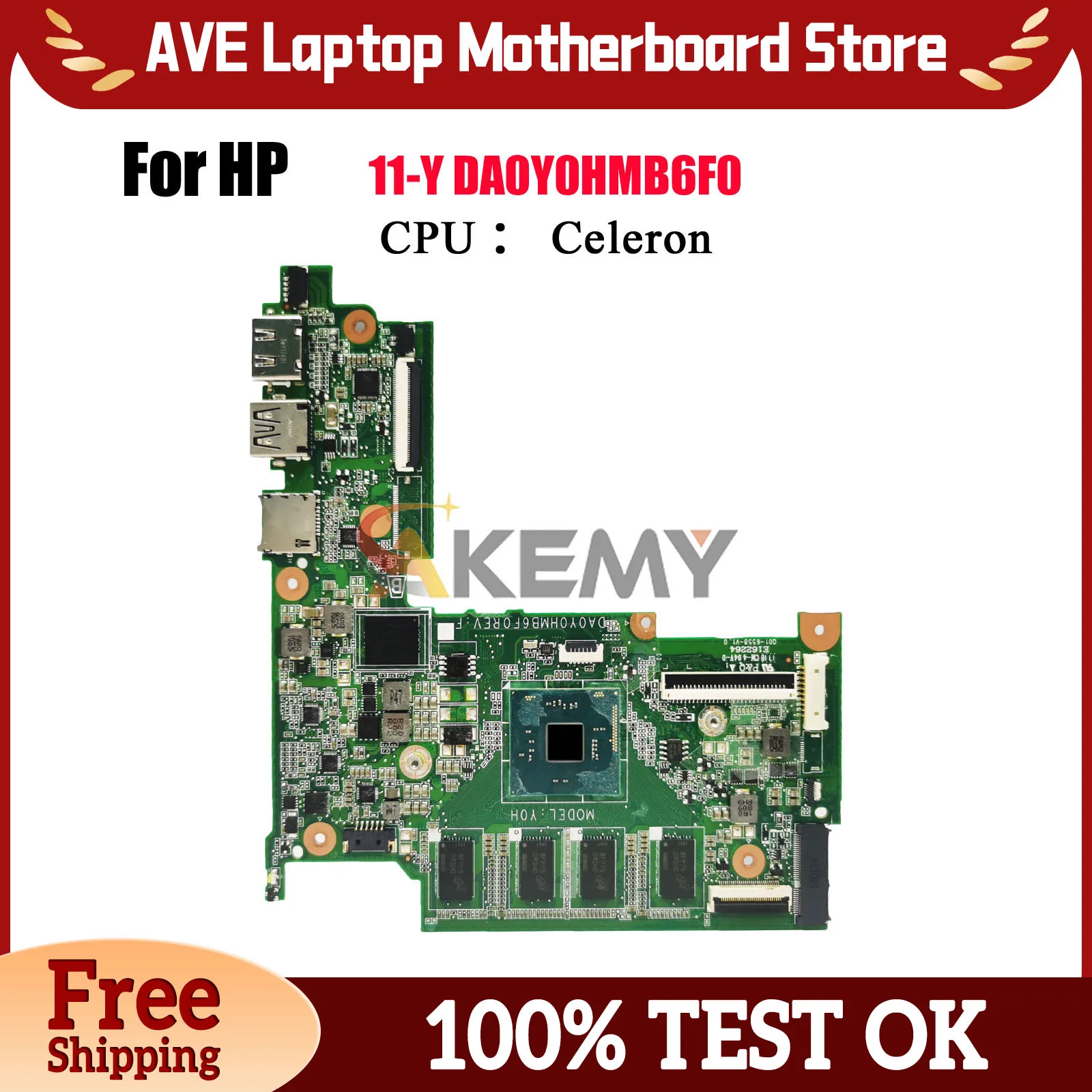 

DA0Y0HMB6F0 Материнская плата для ноутбука HP Stream 11-Y 11-R с процессором N3060 N3050, 2 ГБ ОЗУ 907727-601 830814-601, 100% полностью протестировано