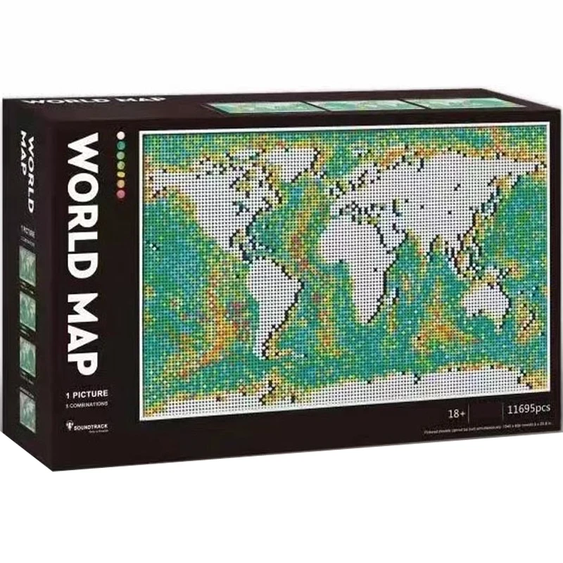 

Художественный конструктор-карта мира 3203: развивающая игрушка для взрослых, подарок для развития творческого мышления, пластиковые блоки