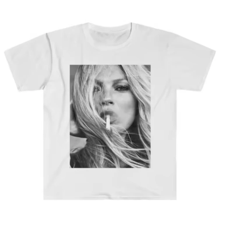 2026 Fashion Icon T-shirts Kate Moss 90s Shirts Retro T-shirts 90s Supermodel T-shirts, Retro Printed Shirts 90s Model Prints