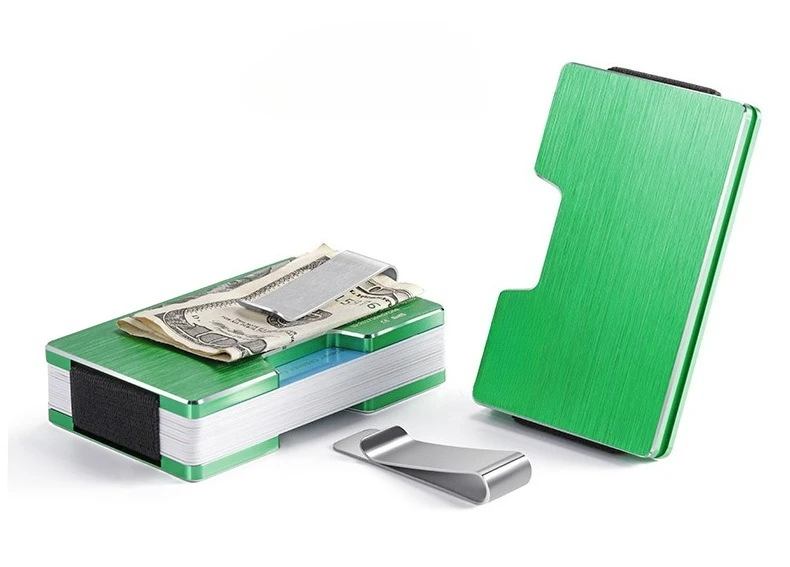 RFID-Kreditkartenetui, minimalistisch, schlank, Metall-Geldbörse, luxuriöser Geldscheinklammer aus Edelstahl, kleiner Mini-Kartenetui aus Aluminium für Herren – Detail 4
