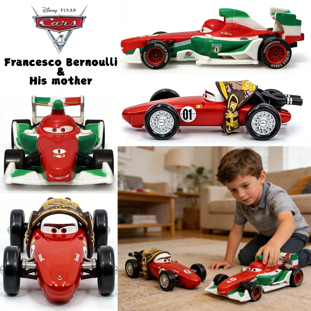

New Disney Pixar Cars 4 Lightning McQueen Francesco Bernoulli 8CM 1：55 Metal Model Racing Cars Toys Children's Birthday Gifts