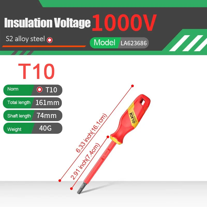 Laoa Vde Geïsoleerde Pruimenbloesem Schroevendraaier 1000V Elektricien Specifiek Hard Spanningsbestendig Gereedschap Huishoudelijke Schroevendraaier