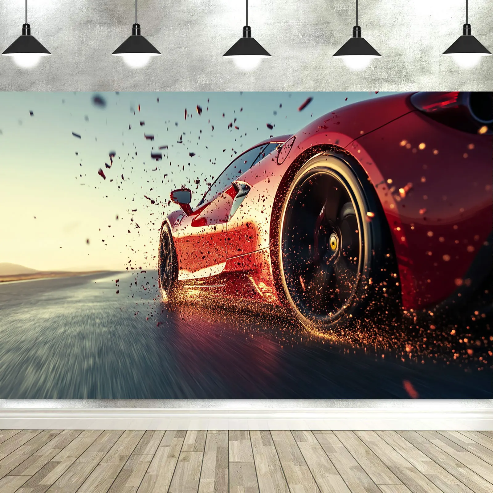Speeding Car Backdrop Party Decorations Birthday Cartoon Photography Background Photo Studio Props Banner Tablecloth