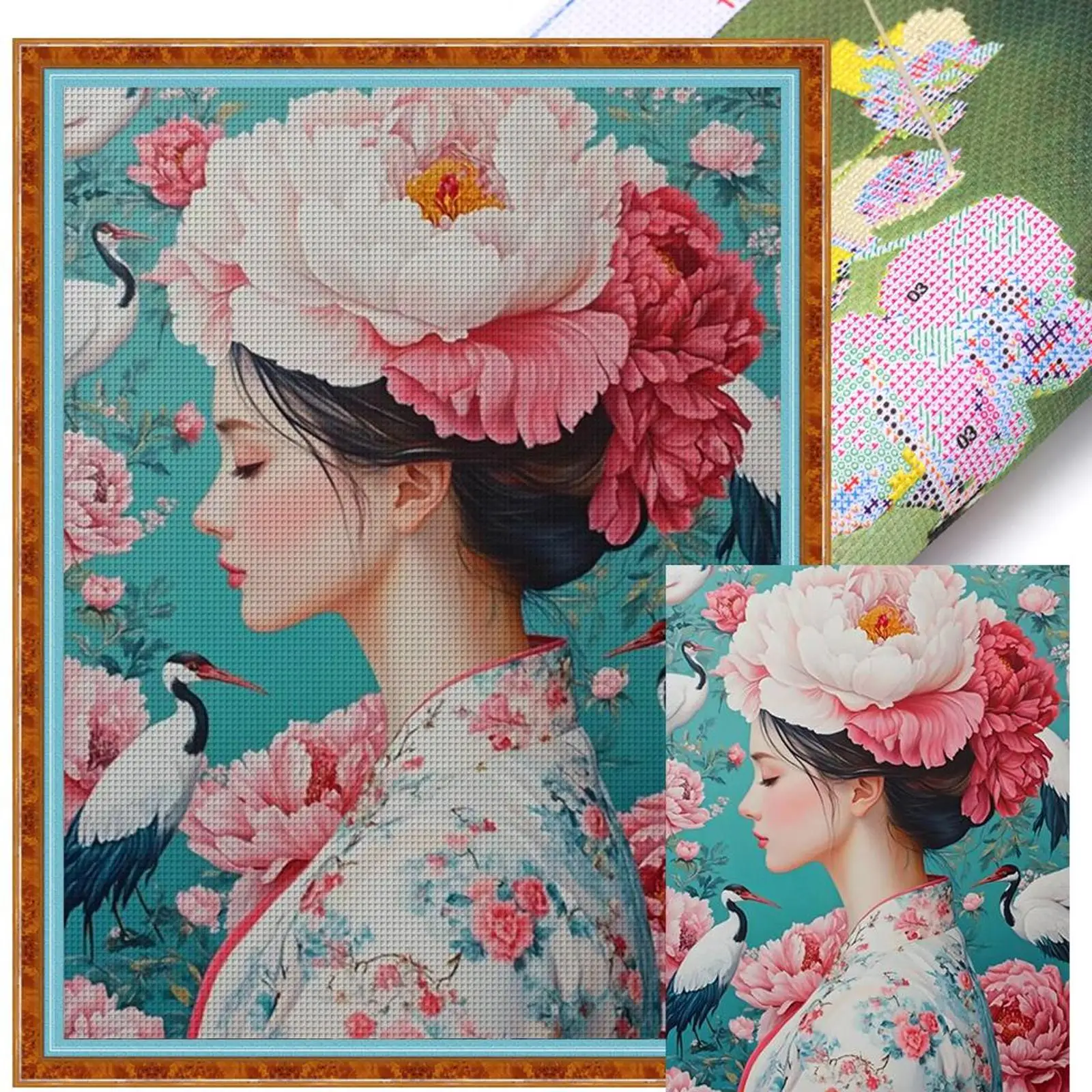 

Full Embroidery cotton Thread 14CT Printed Girl Cross Stitch Kit Art