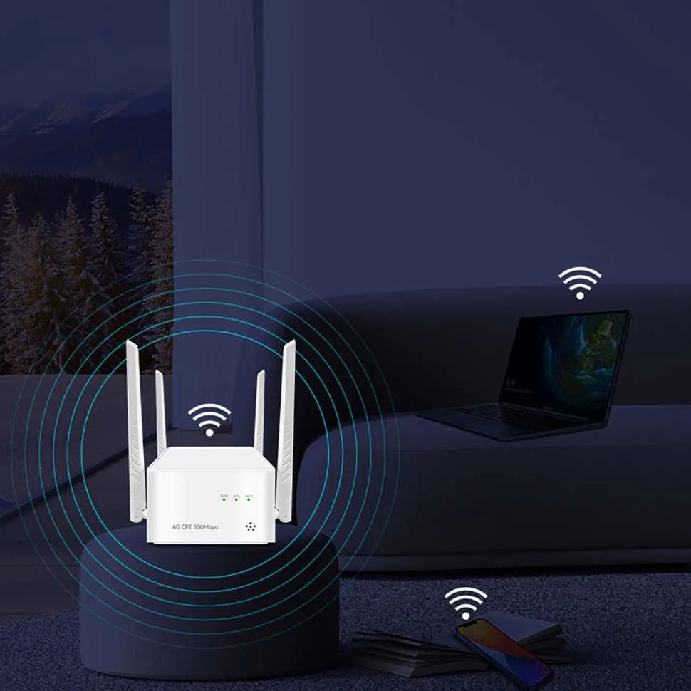 Imagem -03 - Roteador Wifi 300mbps Cartão Sim Modem sem Fio ao ar Livre Lte Wi-fi 5dbi Antenas Externas Networking Wan Lan Hotspot Tianjian4g