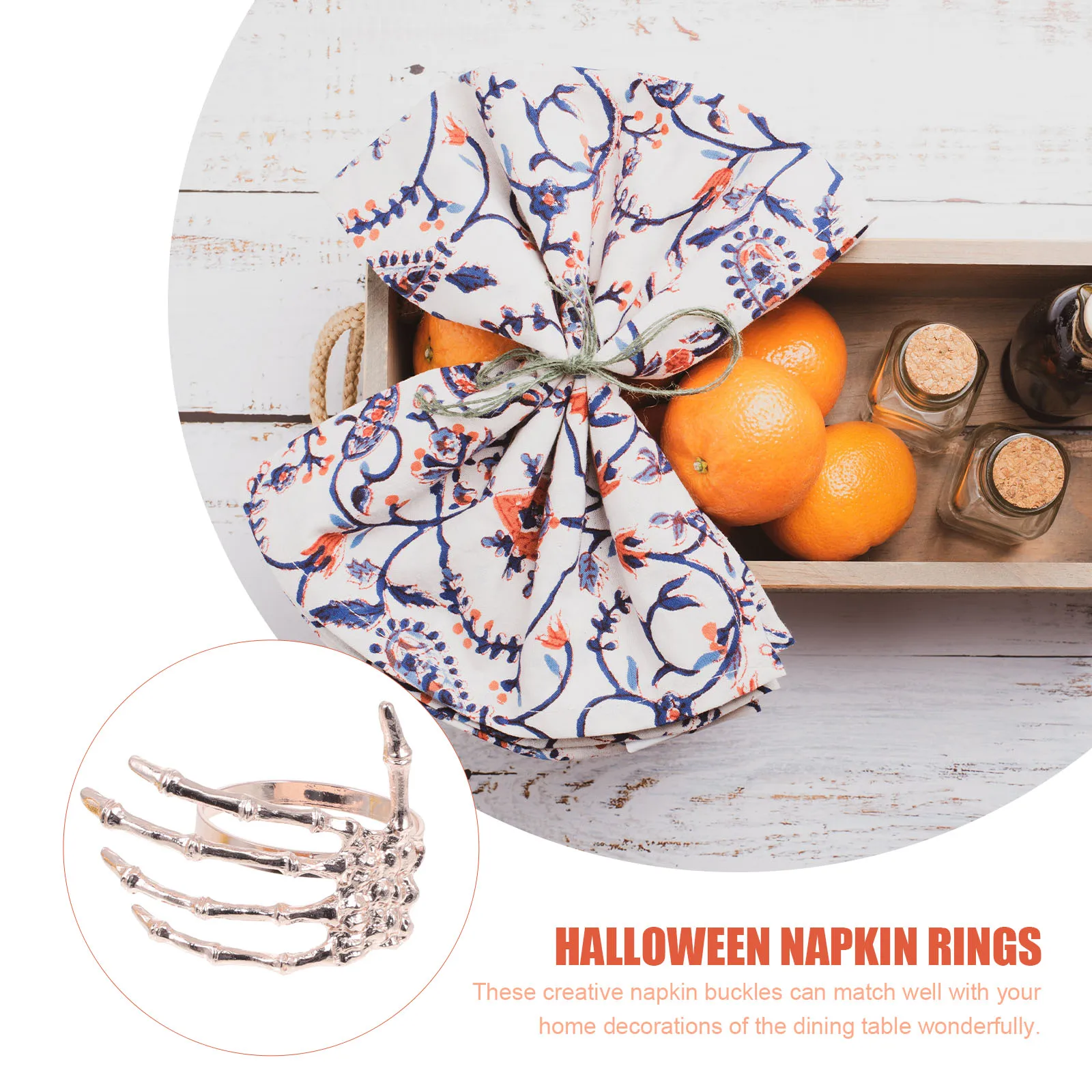 

6pcs Halloween Napkin Buckles Ghost Hand Shaped Decorative Tableware Party Supplies for Spooky Autumn Decoration