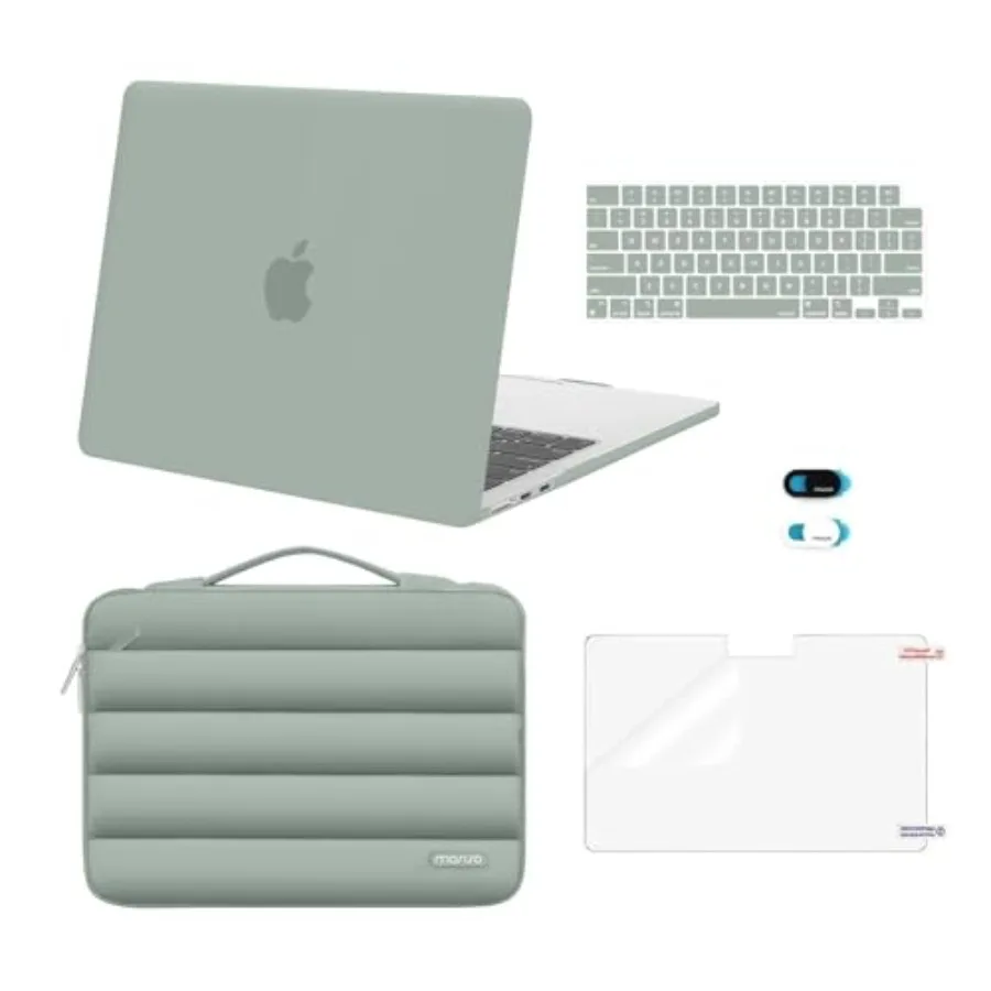 

Совместим с MacBook Air 13 дюймов: чехол M5 2026, M4 2025, M3, M2 2024-2022, A3449, A3240, A3113, A2681, жесткий чехол, мягкая сумка и клавиатура.
