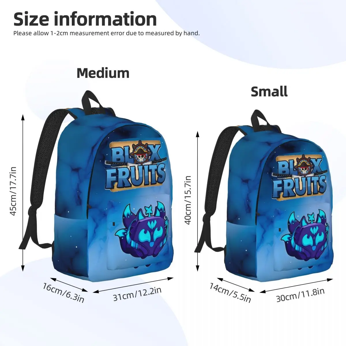 Blox Früchte Gaming-Spiel Rucksack Middle High College Schüler Robloxx Bookbag Teenager Leinwand Daypack im Freien