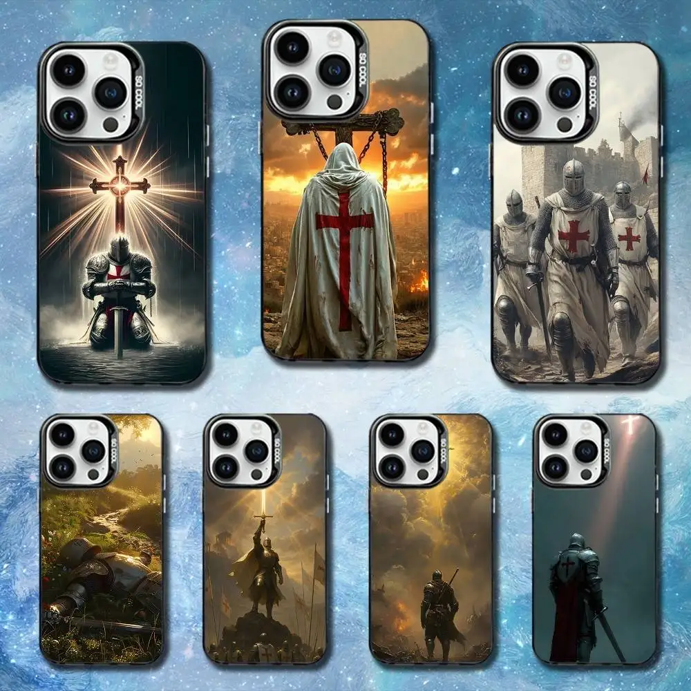 

Crusaders Templar Knight Phone Case For iPhone 11,12,13,16,14,15,Mini,Pro,XS,MAX Black Matte Shockproof Cover