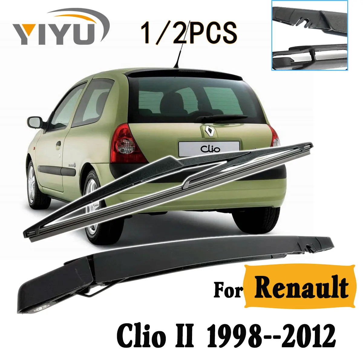 1/2 Uds limpiaparabrisas trasero brazo limpiaparabrisas limpia puerta trasera ventana cepillo de lluvia de coche para Renault Clio II 1998-2012