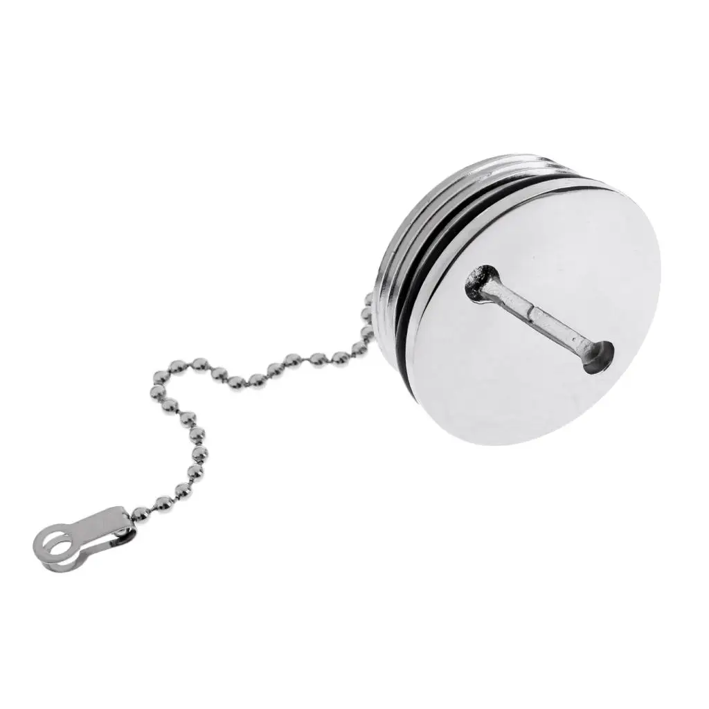 Boat Marine 316 Stainless Steel Slotted Replacement Deck Fill Cap With Durable and Polished Chain