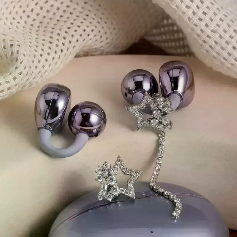 Fashion Bling Rhinestone Star Earphone Clips Wireless Earbuds Clip Decoration Removable Earbud Jewelry Accessories 1Pair