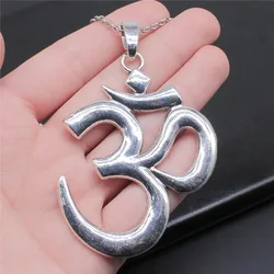 2 Colors 75x56mm Large Om Yoga Symbol Pendant Necklace For Women Men Long Chain Necklace Jewelry Accessories