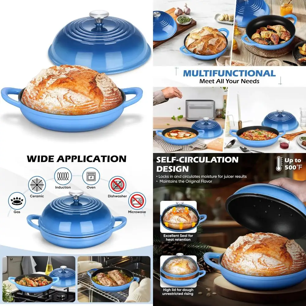 

Эмалированная чугунная голландская духовка для выпечки хлеба на ударе — сверхпрочная форма для хлеба емкостью 5,5 литра с крышкой для идеальных походов