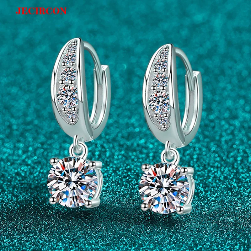 

Серьги JECIRCON из стерлингового серебра S925 с 1-каратной подвеской из муассанита, ослепительный блеск, модные украшения для свадебной вечеринки для женщин