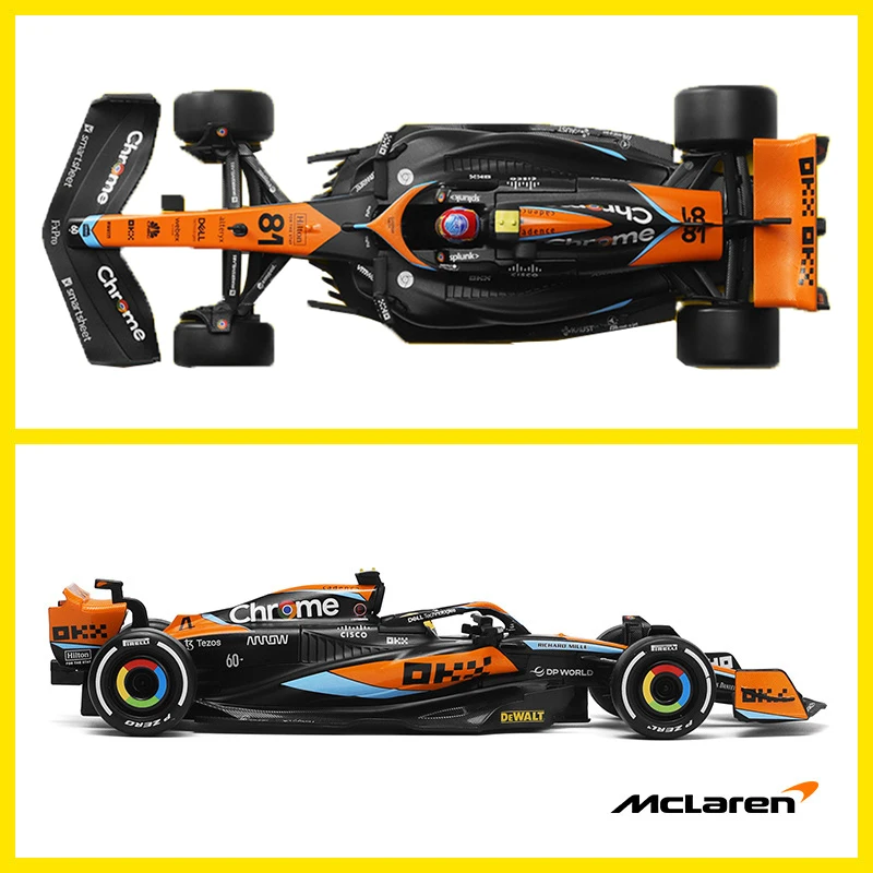 1:24 MCL60 2023 4# Lando Norris P2 British GP Mclaren F1 #81 Oscar Piastri Car Diecast Racing Car Model Competition Vehicles Toy