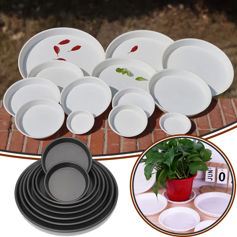 

5pcs PP Plant Pot Trays Round Succulent Thickened Plastic Flower Pot Tray Flat-Side Watering Flowerpot Base Inner Dia 7.5-21CM