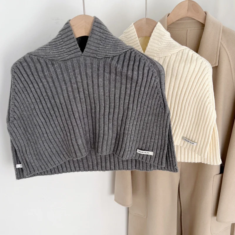 

Модная женская шаль с высоким воротом, осенне-зимний новый универсальный вязаный шарф в корейском стиле, морозостойкий и теплый пуловер